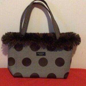 Bagolitas by Janice Brown Polka Dot Fringe Hand Bag Tote Bag Fabric Purse